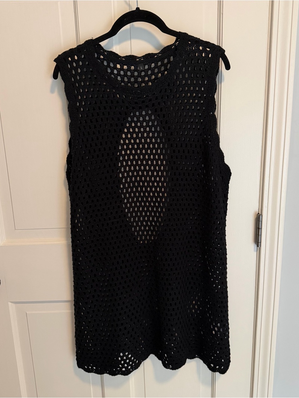 Anrabess Crochet Bathing Suit Coverup in black size L